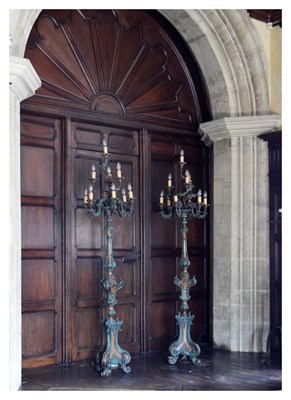 Lot 19 - Pair of floor-standing ten-light candelabra