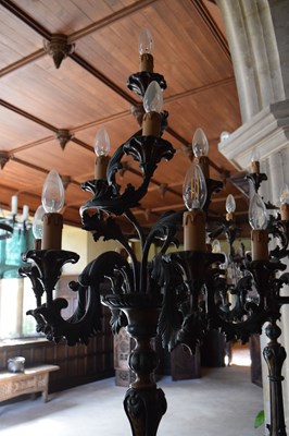 Lot 19 - Pair of floor-standing ten-light candelabra