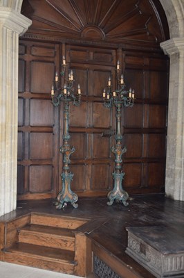 Lot 19 - Pair of floor-standing ten-light candelabra