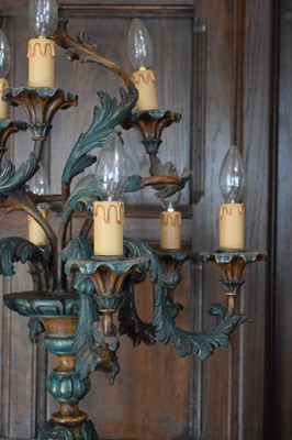 Lot 19 - Pair of floor-standing ten-light candelabra