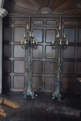 Lot 19 - Pair of floor-standing ten-light candelabra