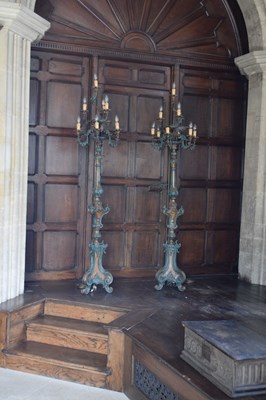 Lot 19 - Pair of floor-standing ten-light candelabra