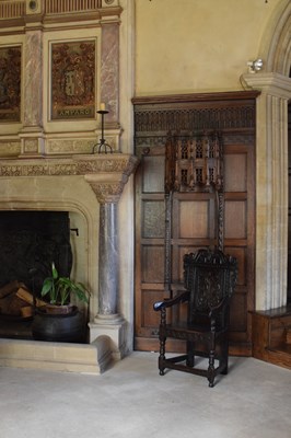 Lot 20 - Charles II oak panel-back open armchair