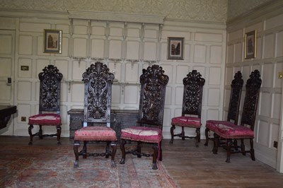Lot 22 - Set of six late 17th Century and later walnut high back dining chairs