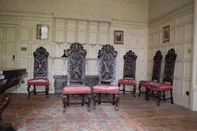 Lot 22 - Set of six late 17th Century and later walnut high back dining chairs
