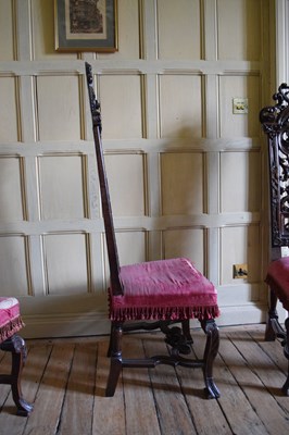 Lot 22 - Set of six late 17th Century and later walnut high back dining chairs