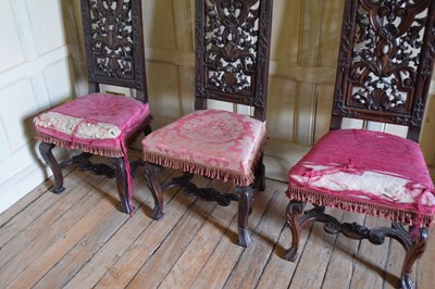Lot 22 - Set of six late 17th Century and later walnut high back dining chairs