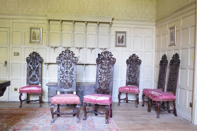 Lot 22 - Set of six late 17th Century and later walnut high back dining chairs