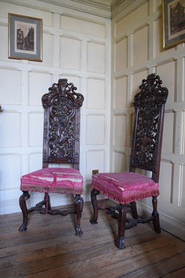 Lot 22 - Set of six late 17th Century and later walnut high back dining chairs