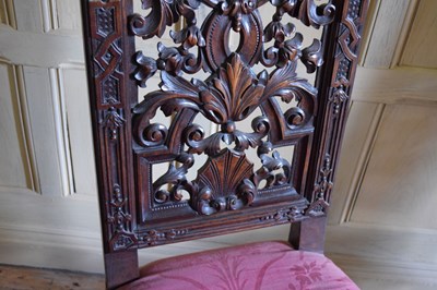 Lot 22 - Set of six late 17th Century and later walnut high back dining chairs