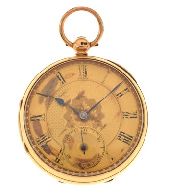 Lot 76 - Anonymous - 18ct gold open faced pocket watch