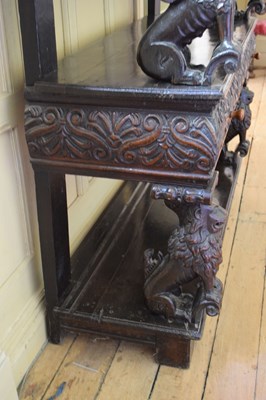 Lot 25 - Charles I carved oak three-tier open ‘court cupboard’ or buffet