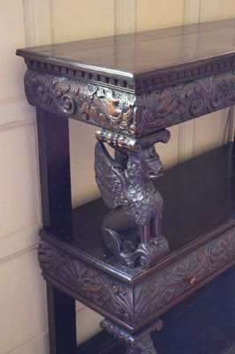 Lot 25 - Charles I carved oak three-tier open ‘court cupboard’ or buffet