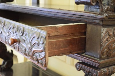 Lot 25 - Charles I carved oak three-tier open ‘court cupboard’ or buffet