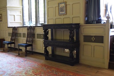 Lot 25 - Charles I carved oak three-tier open ‘court cupboard’ or buffet
