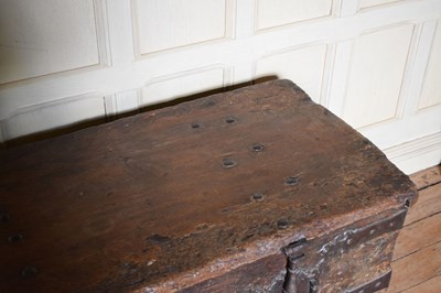 Lot 28 - 16th Century boarded pine and iron-bound chest
