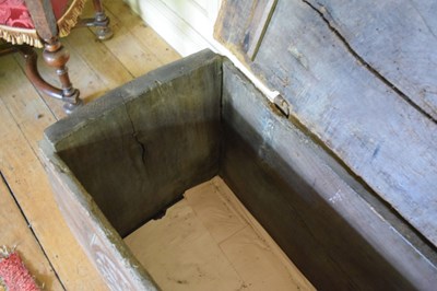 Lot 29 - Impressive oak boarded chest, circa 1500