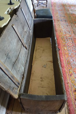 Lot 29 - Impressive oak boarded chest, circa 1500