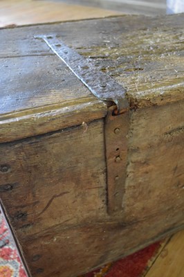 Lot 29 - Impressive oak boarded chest, circa 1500