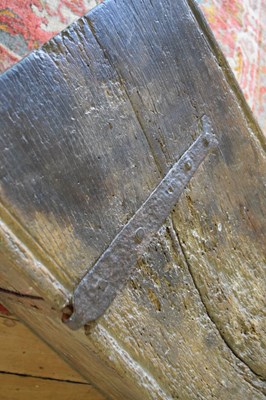 Lot 29 - Impressive oak boarded chest, circa 1500