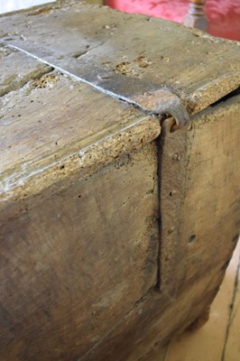 Lot 29 - Impressive oak boarded chest, circa 1500