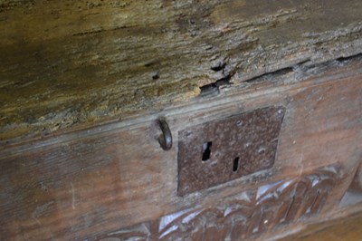 Lot 29 - Impressive oak boarded chest, circa 1500