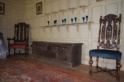 Lot 29 - Impressive oak boarded chest, circa 1500