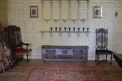 Lot 29 - Impressive oak boarded chest, circa 1500