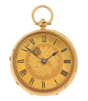 Lot 77 - 18ct gold open faced fob watch