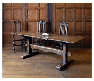 Lot 42 - 18th Century and later oak trestle table