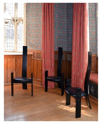Lot 121 - Vico Magistretti (1920-2006) for Carlo Poggi, Italy, set of four black finish 'Golem' chairs