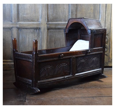 Lot 66 - Charles II oak rocking cradle or crib
