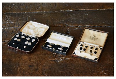 Lot 51 - Two cased sets of cufflinks and dress studs