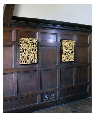 Lot 75 - Pair of late 19th or early 20th Century Chinese gilt softwood panels