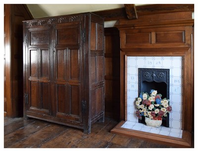 Lot 77 - Charles I dated oak press cupboard