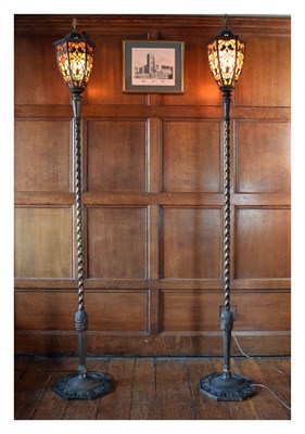 Lot 79 - Pair of gilt metal standard lamps