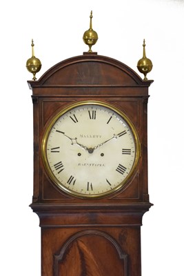 Lot 241 - Early 19th Century mahogany cased 8-day painted dial longcase clock, Mallett, Barnstaple