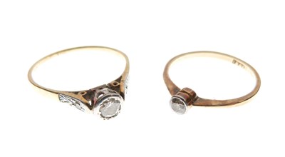 Lot 1 - Two diamond single stone rings