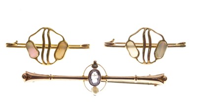 Lot 42 - Pair of 9ct Murrle Bennett mother-of-pearl brooches