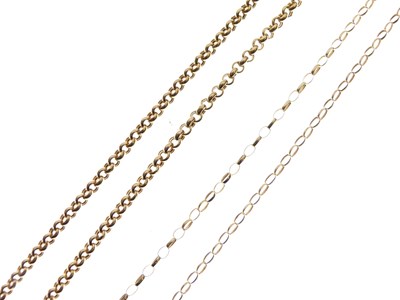 Lot 58 - Two 9ct gold belcher-link necklaces