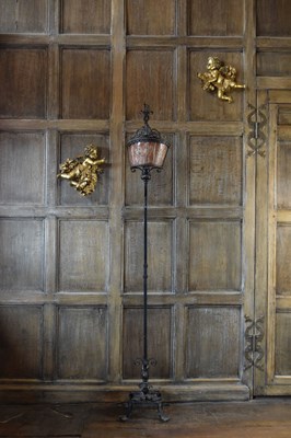 Lot 108 - Gilt mixed media mirror and two gilt cherubs