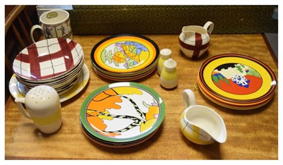 Lot 610 - Quantity of J & G Meakin Habitant Studio Ware, Wedgwood Clarice Cliff plates and