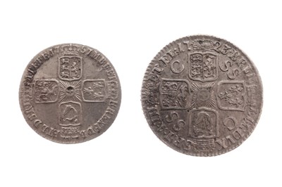 Lot 368 - George I shilling, 1723, and George II sixpence 1757
