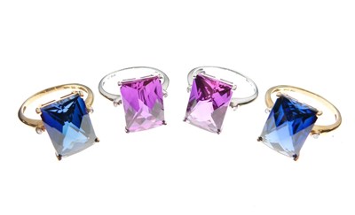 Lot 8 - Four 9K rings with diamond shoulders, 16.8g approx