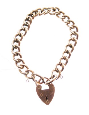 Lot 69 - 9ct gold hollow curb link bracelet with padlock