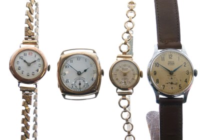Lot 115 - Gentleman's vintage 9ct gold cased watch head