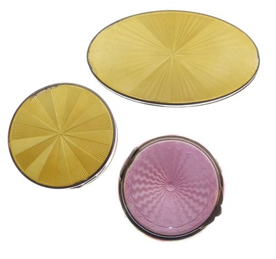 Lot 144 - Two early 20th Century white metal and enamel compacts and mirror