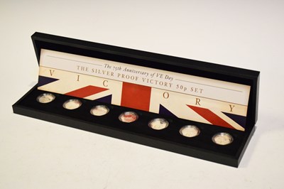Lot 176 - The 75th Anniversary of VE Day 'The Silver Proof Victory 50p Set'