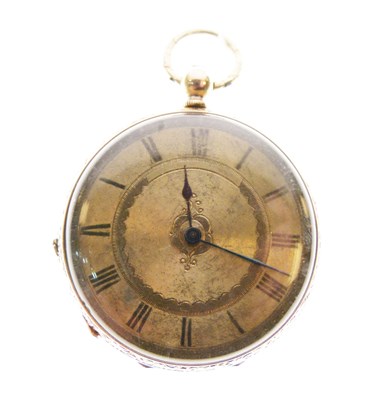 Lot 117 - Yellow metal stamped 'K14' pocket watch