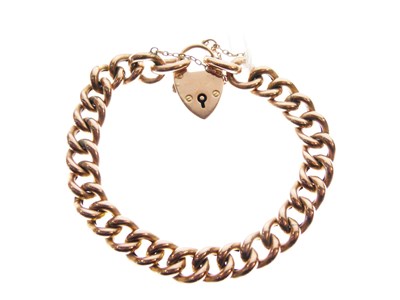 Lot 75 - Edwardian 9ct rose gold hollow curb link bracelet